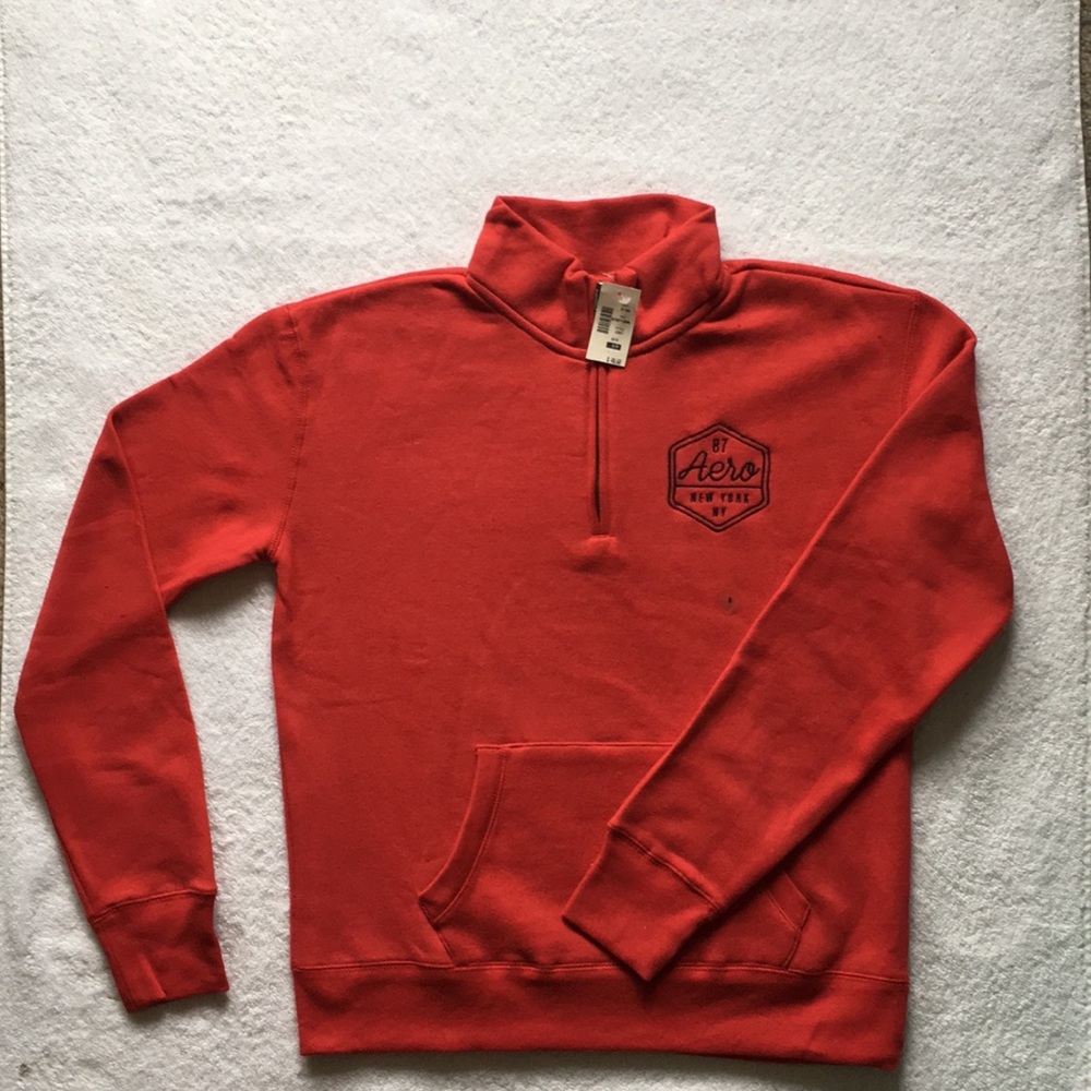 Aeropostale Women's 1/4 Zip Fleece Sweatshirt Red
